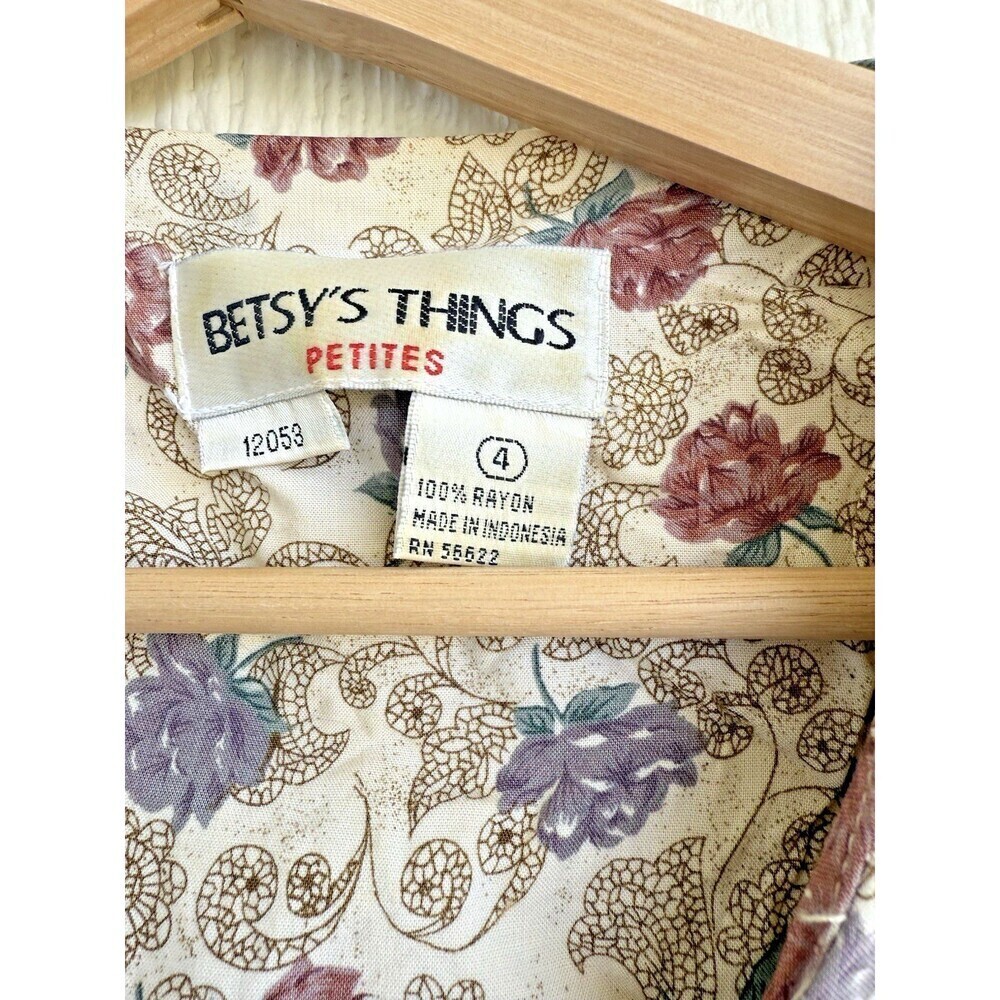 Betsys things petites dress Vintage cottagecore romantic floral short sleeve 4 - Picture 12 of 14